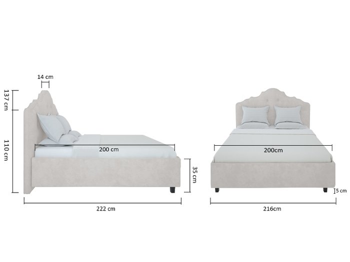 Кровать Palace Велюр Светло-бежевый 200x200 - купить Кровати для спальни по цене 102000.0