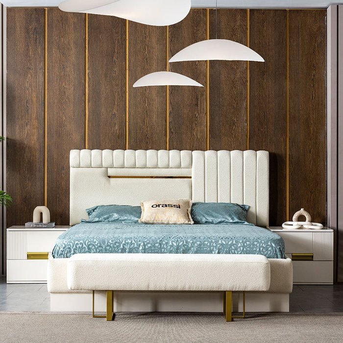 Кровать Мадрид 160х200 белого цвета без подъемного механизма - купить Кровати для спальни по цене 85000.0