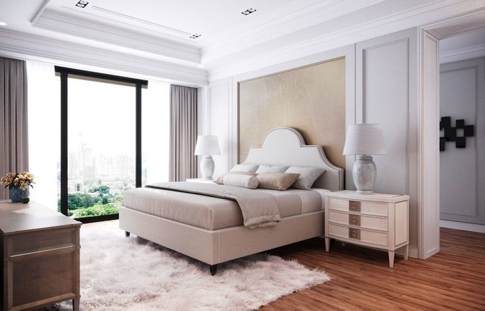 Кровать Бриэль 140х200 светло-бежевого цвета  с подъемным механизмом - купить Кровати для спальни по цене 58740.0
