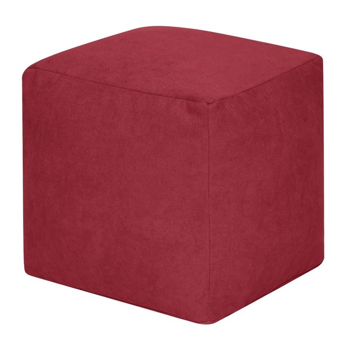 Пуфик Куб в велюре бордового цвета