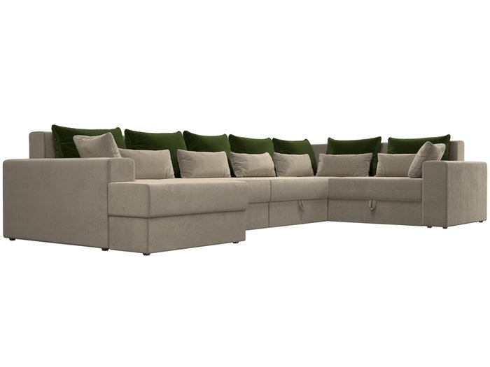 Угловой диван-кровать Мэдисон бежево-зеленого цвета - лучшие Угловые диваны в INMYROOM