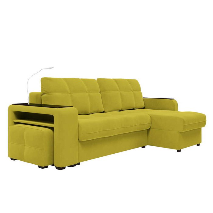 Угловой диван-кровать с пуфом Киль зеленого цвета - лучшие Угловые диваны в INMYROOM