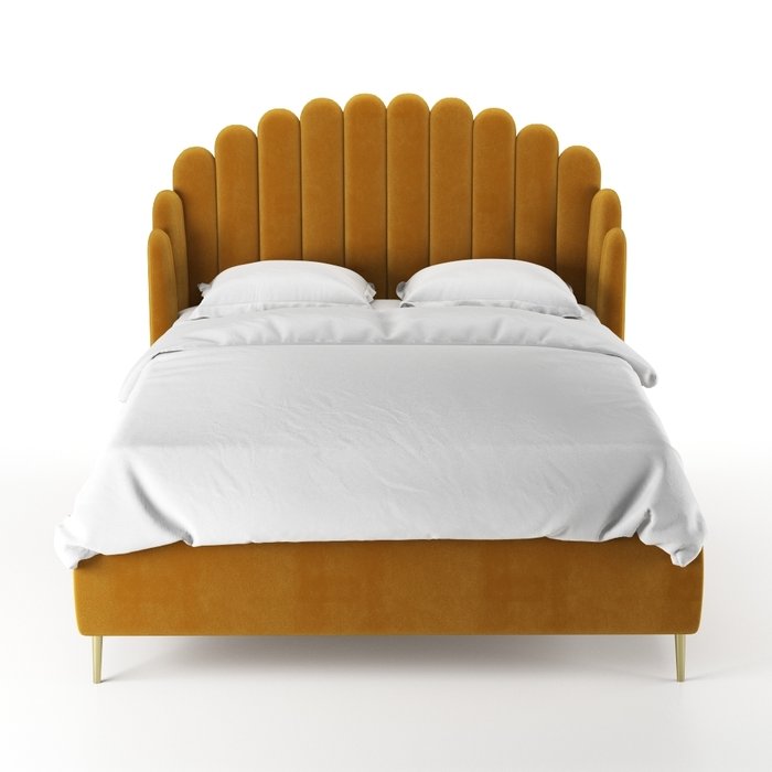 Кровать Amira 160х200 горчичного цвета