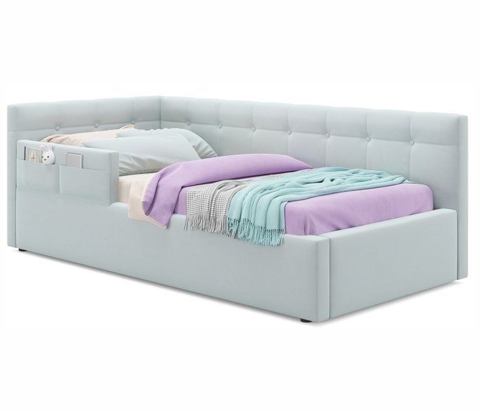 Детская кровать Bonna 90х200 голубого цвета с подъемным механизмом