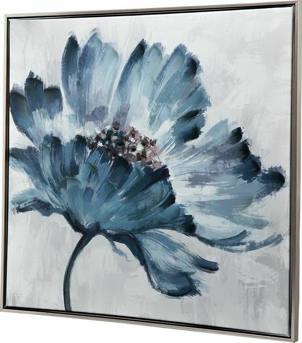 Картина Цветок 75х75 бело-синего цвета - лучшие Картины в INMYROOM