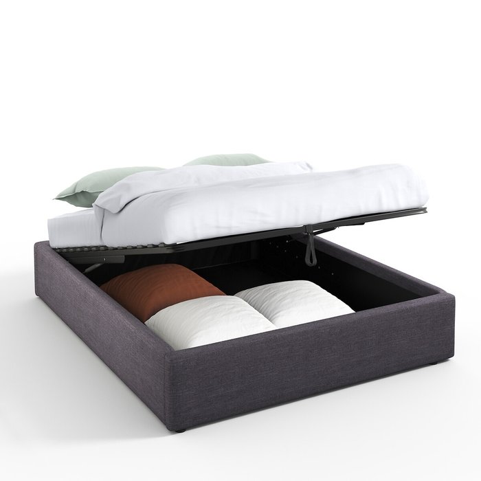Кровать с реечным дном и ящиком внутри Papilla 140x190 серого цвета - лучшие Кровати для спальни в INMYROOM