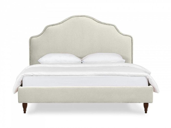 Кровать Queen II Victoria L 160х200 молочного цвета с коричневыми ножками  - купить Кровати для спальни по цене 56810.0