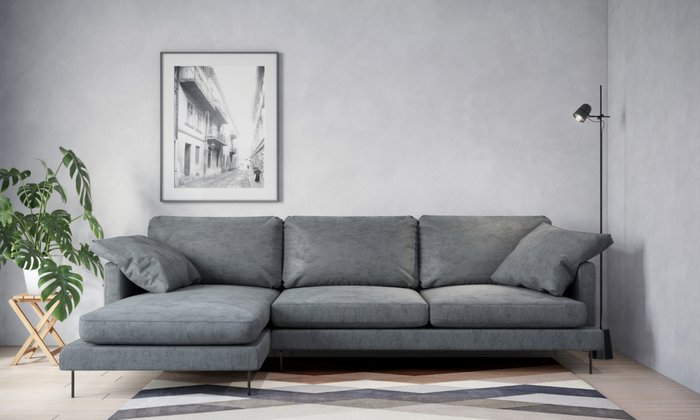 Угловой диван Saha серого цвета правый - купить Угловые диваны по цене 329289.0