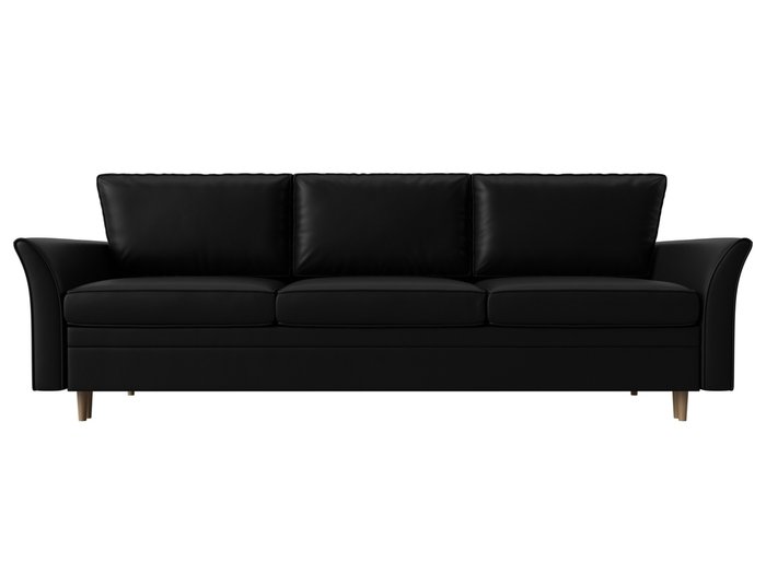 Прямой диван-кровать  София черного цвета (экокожа) - купить Прямые диваны по цене 56990.0