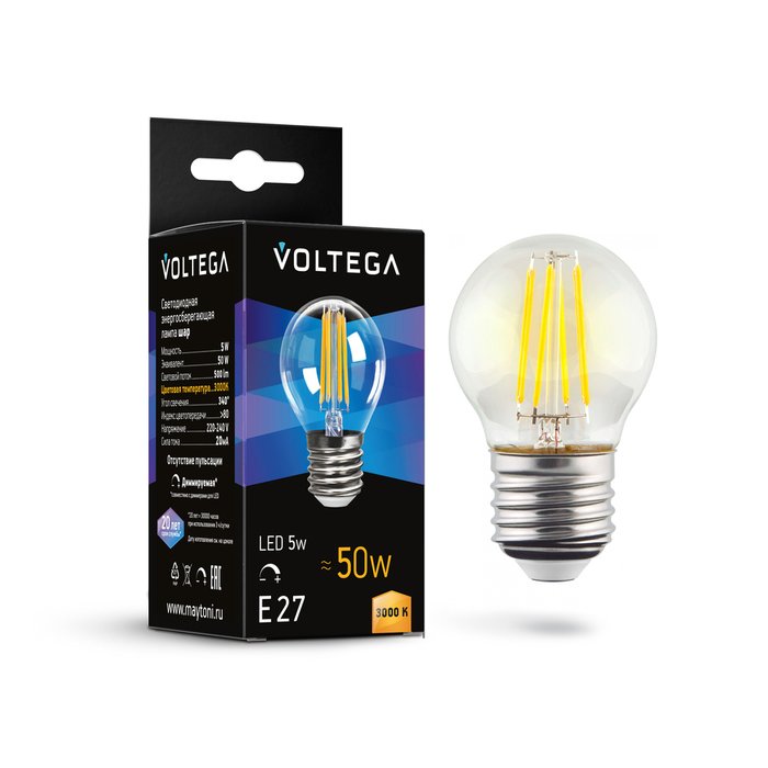 Лампочка Voltega 7202 Globe dim 5W Crystal Лампочка Voltega 7202 Globe dim 5W Crystal