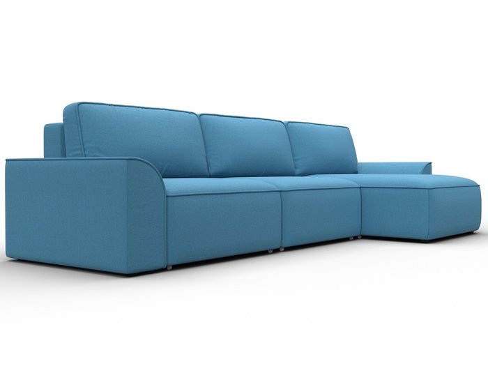 Угловой диван-кровать Лига-048 лонг голубого цвета - лучшие Угловые диваны в INMYROOM