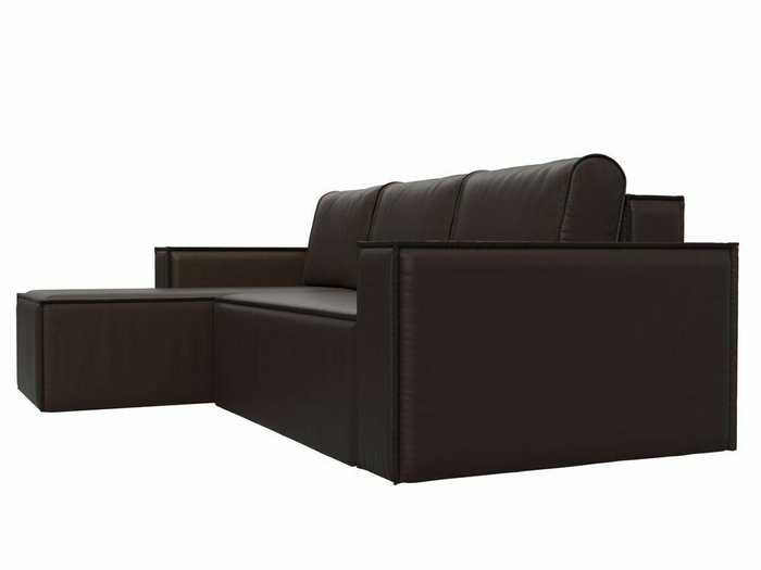 Угловой диван-кровать Куба коричневого цвета (экокожа) левый угол - лучшие Угловые диваны в INMYROOM