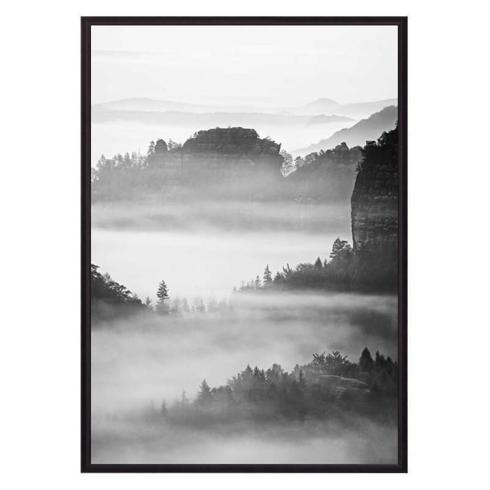 Постер в рамке Горы в тумане 21х30 см