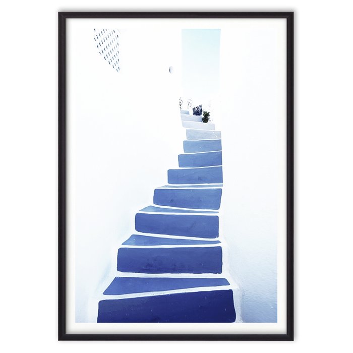 Постер в рамке Голубая лестница 21х30 см