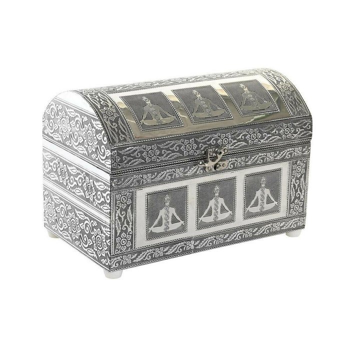 Шкатулка Зеленый Серебристый Деревянный Алюминий 25 x 15 x 18 cm