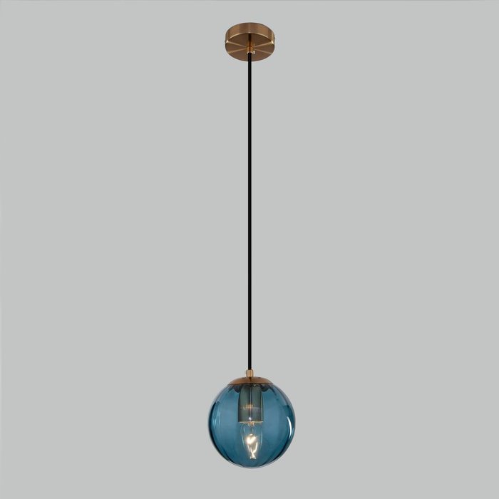 Подвесной светильник Juno со стеклянным плафоном синего цвета