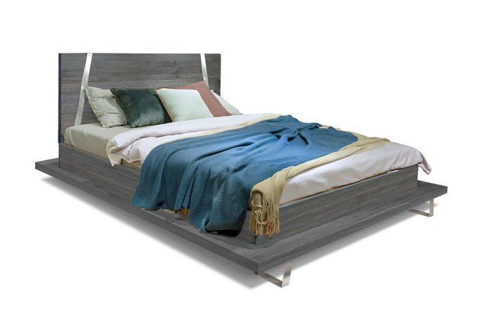 Кровать Dillinger 160х200 серо-коричневого цвета с основанием