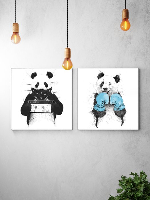 Набор из двух постеров Арт-панда 75х150 на холсте