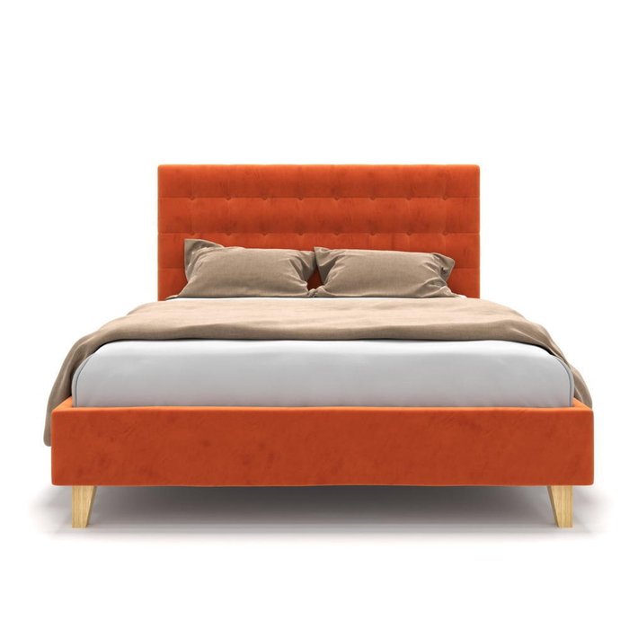 Кровать Finlay на ножках оранжевая 140х200 - лучшие Кровати для спальни в INMYROOM