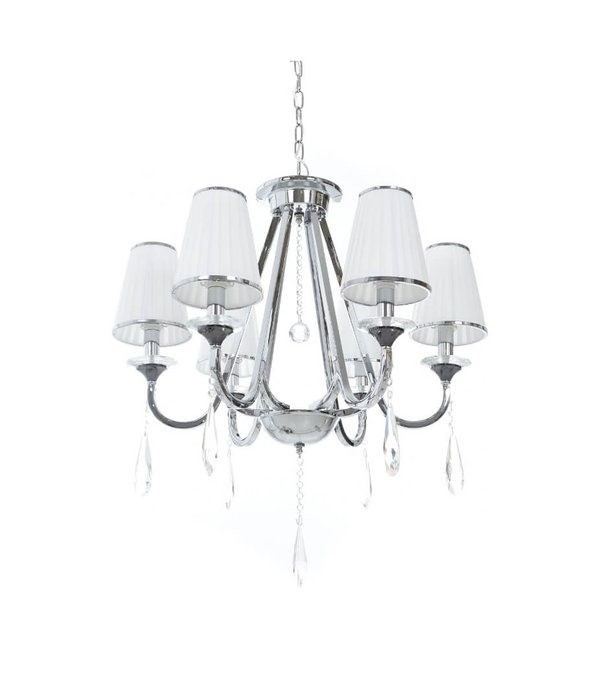 Хрустальная подвесная люстра Lumina Deco Milesia LDP 8926-6 WT+CHR - купить Подвесные люстры по цене 10880.0
