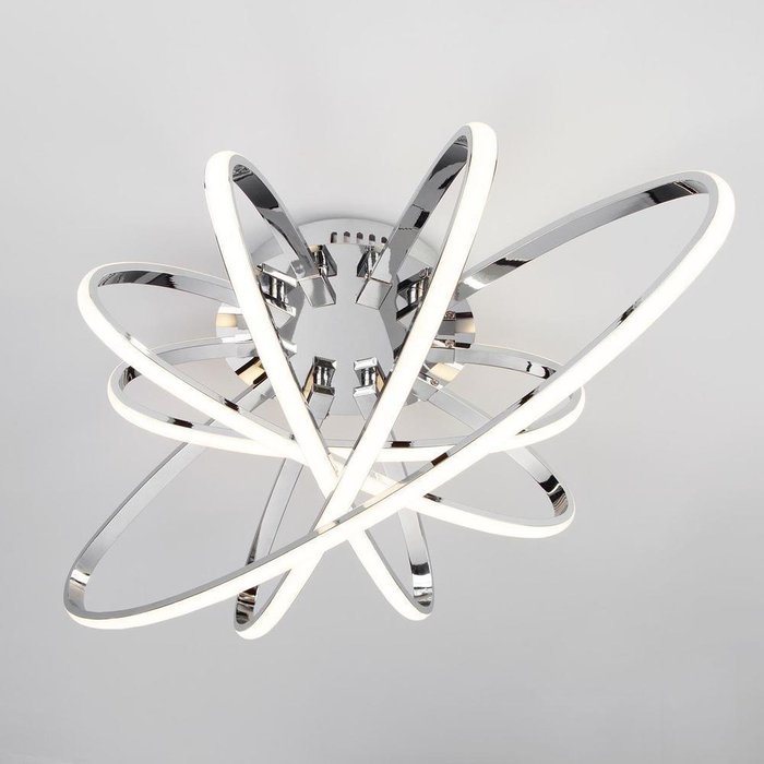 Светодиодная потолочная люстра Evia бело-серебряного цвета - купить Потолочные люстры по цене 16700.0