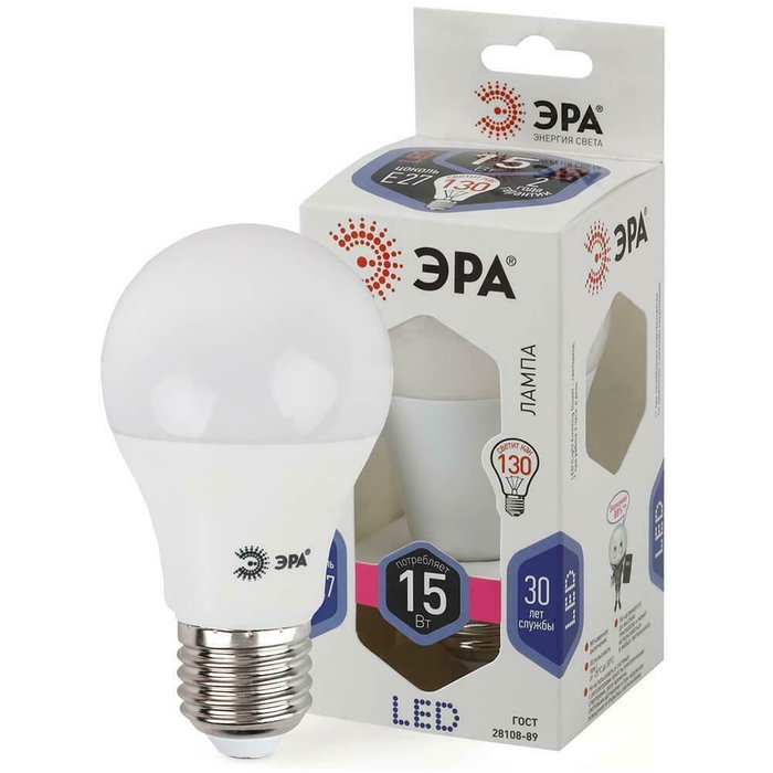 Лампа светодиодная ЭРА E27 14W 4000K матовая ECO LED A60-14W-840-E27 - лучшие Лампочки в INMYROOM