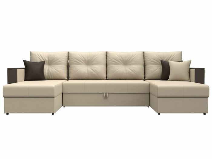 Угловой диван-кровать Валенсия бежевого цвета (экокожа)  - купить Угловые диваны по цене 65999.0