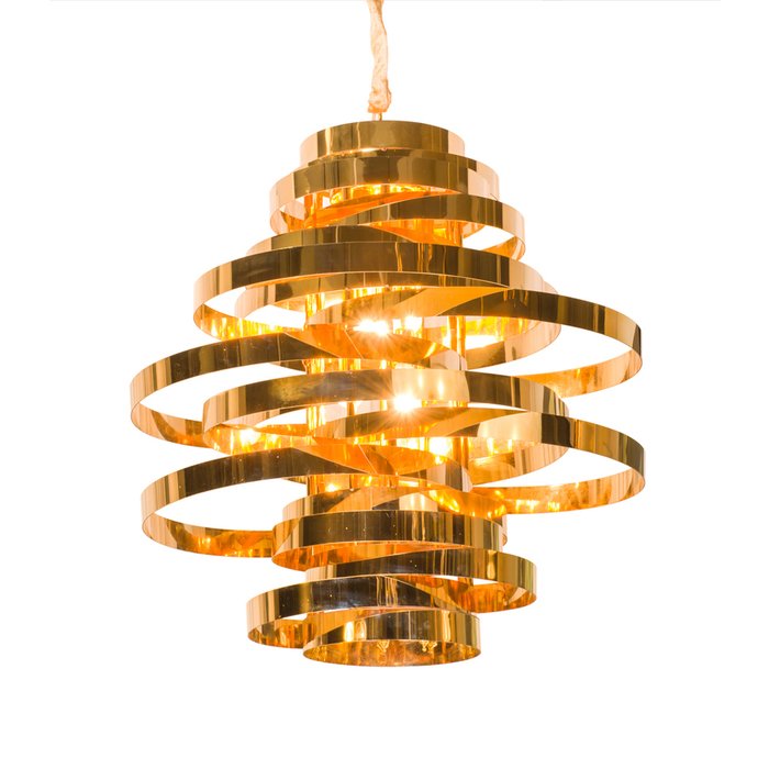 Подвесной светильник из металлических колец золотого цвета