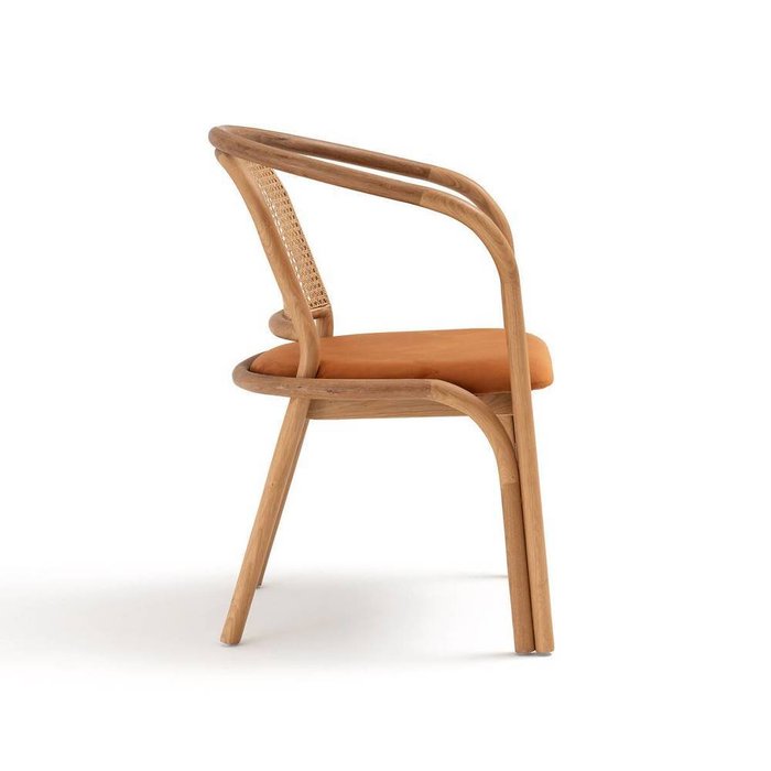 Кресло для столовой из дуба и плетения Joana бежевого цвета - лучшие Обеденные стулья в INMYROOM
