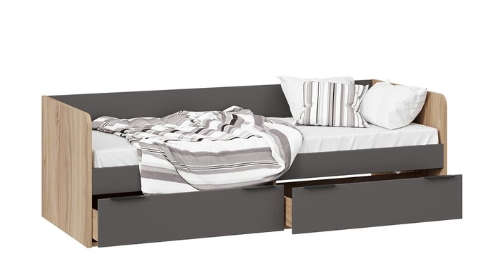 Кровать Порто 80х200 серого цвета без подъемного механизма - купить Одноярусные кроватки по цене 19999.0