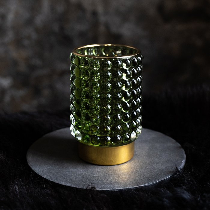 Декоративный подсвечник из цветного стекла зеленого цвета - лучшие Подсвечники в INMYROOM