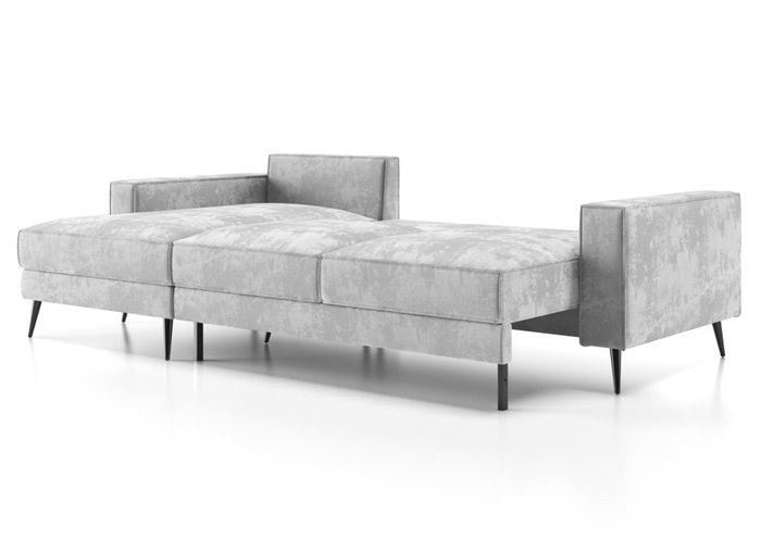 Угловой диван-кровать Мэдисон с оттоманкой серого цвета - лучшие Угловые диваны в INMYROOM