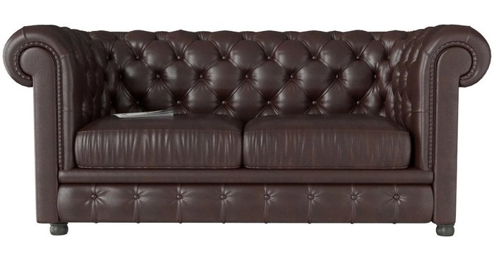 Диван прямой Честер темно-коричневого цвета  - купить Прямые диваны по цене 46896.0