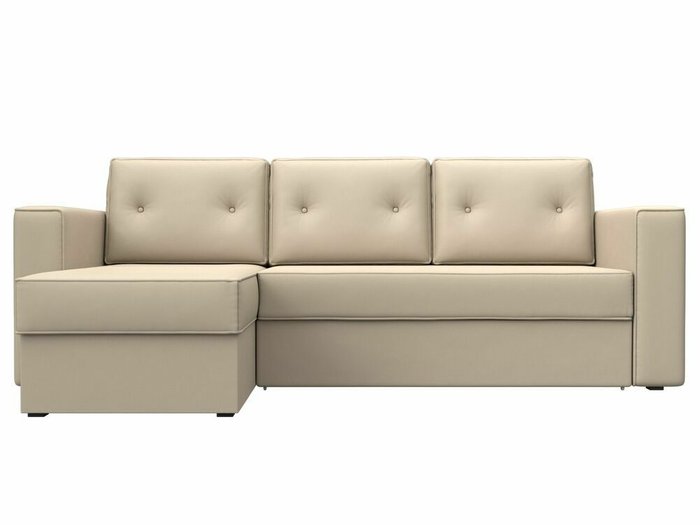 Угловой диван-кровать Принстон бежевого цвета левый угол (экокожа) - купить Угловые диваны по цене 48999.0