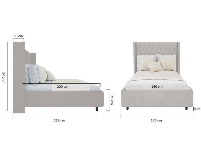 Кровать Wing-2 Велюр Бежевый 160x200 - купить Кровати для спальни по цене 102000.0