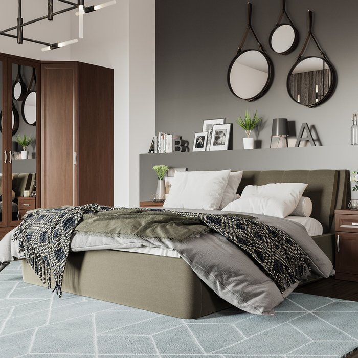 Кровать Гесиона 180х200 темно-серого цвета с подъемным механизмом  - купить Кровати для спальни по цене 47200.0