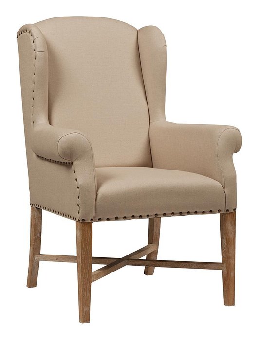 Кресло French Wing Chair Кремовый Лен - лучшие Интерьерные кресла в INMYROOM
