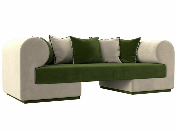 Прямой диван Кипр зелено-бежевого цвета