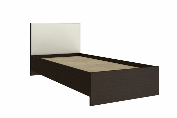 Кровать Анастасия 90х200 темно-коричневого цвета и изголовьем серого цвета - купить Кровати для спальни по цене 18607.0