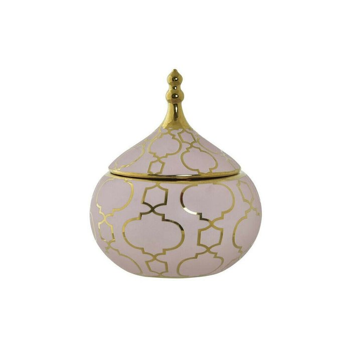 Шкатулка Розовый Позолоченный Фарфор 14 x 14 x 17 cm