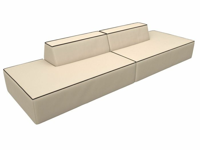 Прямой модульный диван Монс Лофт бежевого цвета с коричневым кантом (экокожа) - лучшие Прямые диваны в INMYROOM