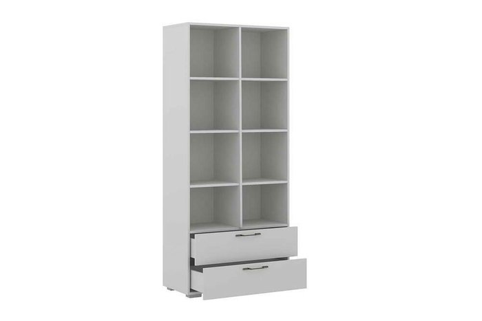Шкаф книжный Нордвик светло-серого цвета с двумя ящиками - купить Книжные шкафы по цене 37490.0