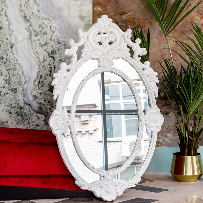 Настенное зеркало Валенсия белого цвета - лучшие Настенные зеркала в INMYROOM