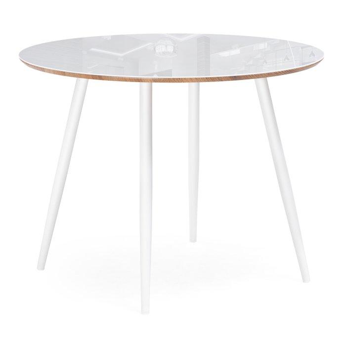 Обеденный стол Абилин со стеклянной столешницей белого цвета