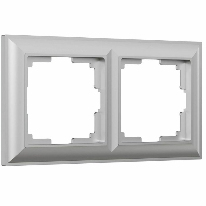 Рамка из пластика на 2 поста Fiore серебряный W0022206 Рамка из пластика на 2 поста Fiore серебряный W0022206