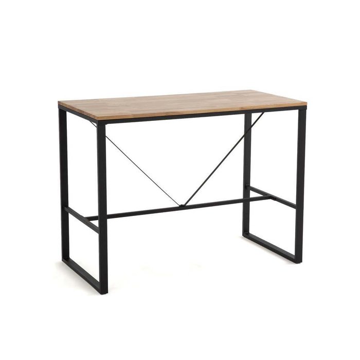 Барный стол с пропиткой из дуба и стали Hiba бежевого цвета - купить Барные столы по цене 39844.0