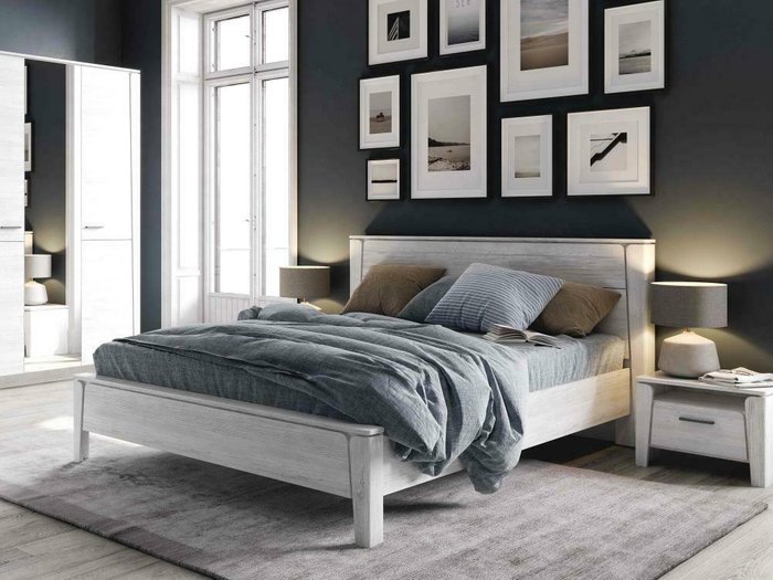 Кровать с подъемным механизмом Мальта 160х200 в цвете выбеленный дуб - лучшие Кровати для спальни в INMYROOM
