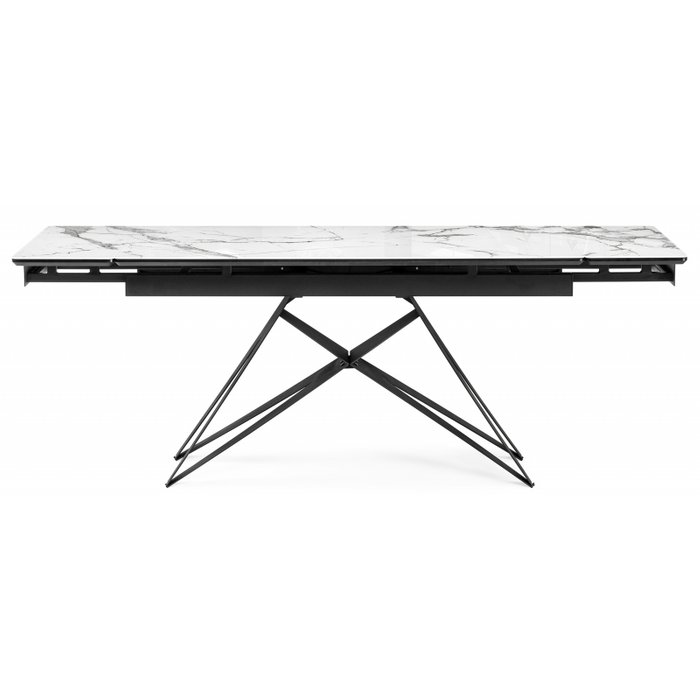 Раздвижной обеденный стол Блэкберн бело-черного цвета - лучшие Обеденные столы в INMYROOM