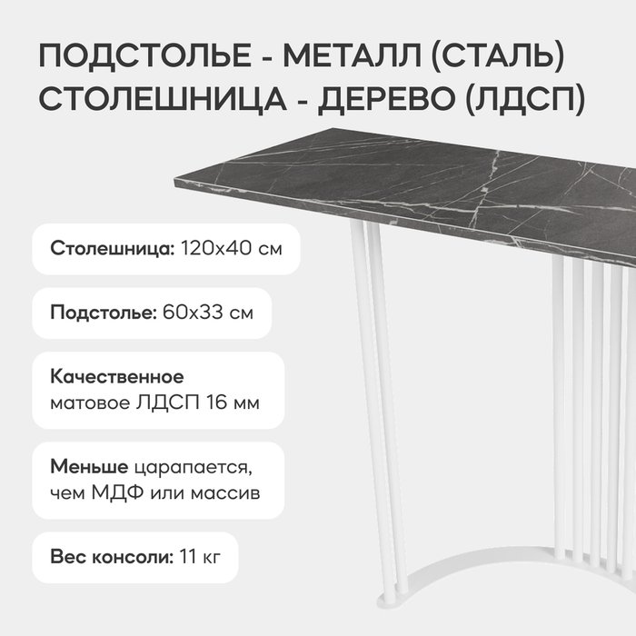 Стол консольный Violur 120 с металлическим подстольем белого цвета - лучшие Консоли в INMYROOM Стол консольный Violur 120 с металлическим подстольем белого цвета - лучшие Консоли в INMYROOM