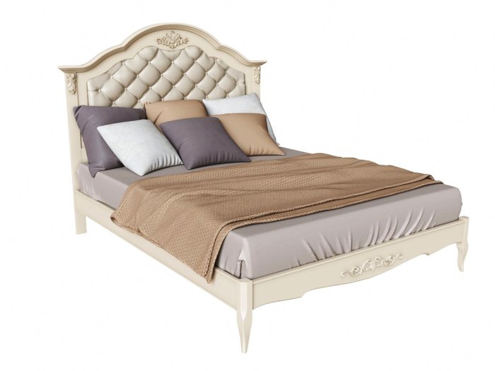 Кровать Akrata 140×200 молочного цвета 